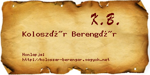 Koloszár Berengár névjegykártya